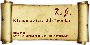 Klemanovics Jávorka névjegykártya